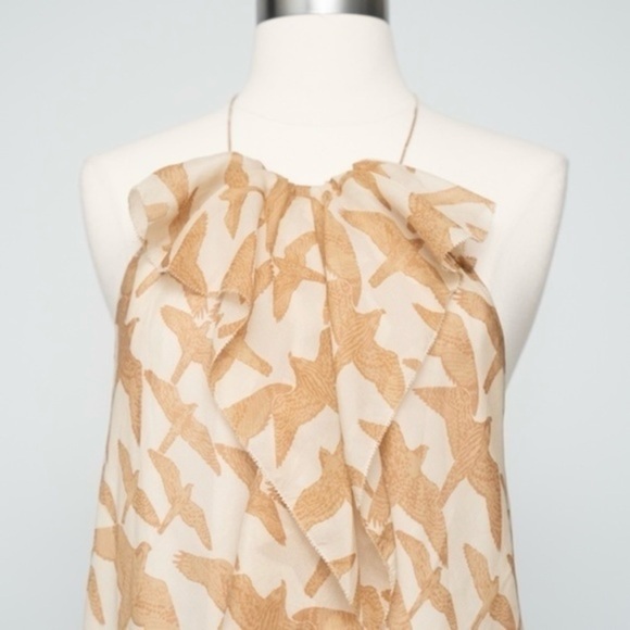Tibi | 100% Silk Sleeveless Halter Bird Print Top, Size 6 ☀️⛱️ - Picture 4 of 10